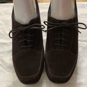Clarks square toe suede lace up shoes